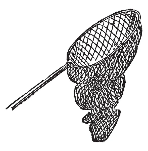 Net 漁師の魚をキャッチするための武器です 漁師を使用魚 ビンテージの線描画や彫刻イラストをつかんでネット — ストックベクタ