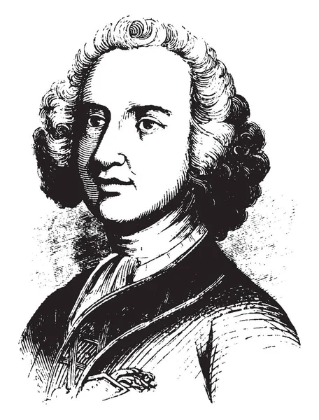约翰逊爵士 1715 1774 他是大英帝国的盎格鲁 爱尔兰官员 以及主要的通用 复古线画或雕刻插图 — 图库矢量图片