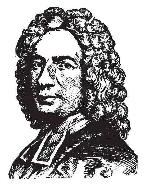 アイザック ウォッツ 1674 1748 彼はだった英語キリスト教大臣 賛美歌作家 神学者 論理学者 ビンテージ線描画や彫刻イラスト — ストックベクタ