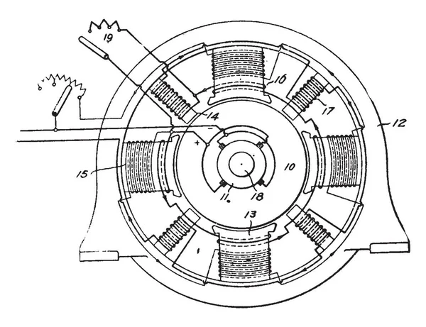 Deze Illustratie Voorstelt Functie Van Elektrische Machine Voor Dynamo Vintage — Stockvector