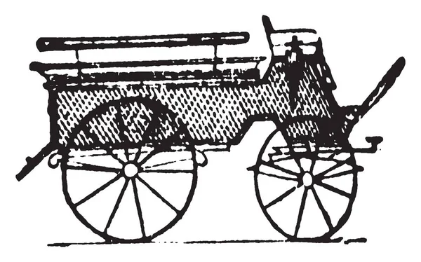 Wagonette または ビンテージの線描画や彫刻イラストを運ぶために設計 輪車です — ストックベクタ