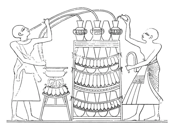 エジプトのサイフォン ヴィンテージ刻まれた図 — ストックベクタ