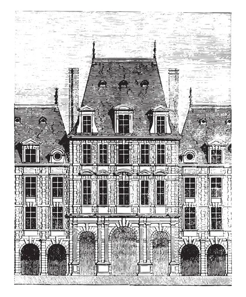 Weergave Van Één Van Paviljoens Van Place Royale Vintage Gegraveerde — Stockvector