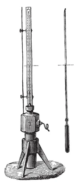 Piezometric 게이지 Caillet 빈티지 새겨진된 그림에 1875 — 스톡 벡터