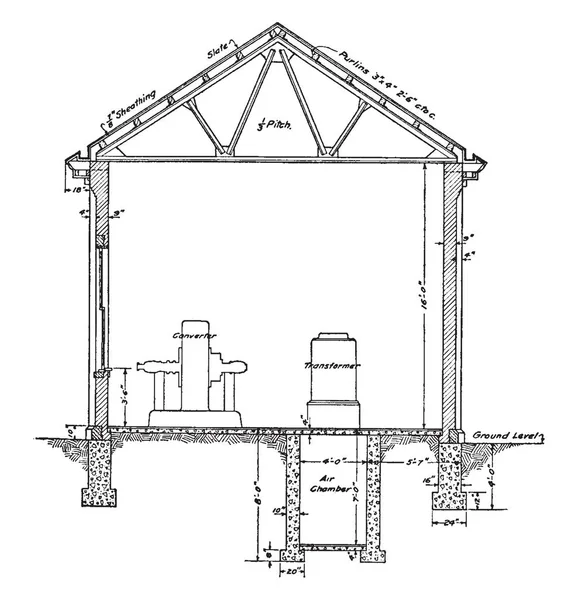 Резидент Sub Станції План Розділу Типовий 1911 Житловий Будинок Структура — стоковий вектор