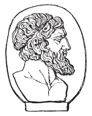 Anacreon, o bir Yunan lirik şair, onun içme şarkı ve ilahiler, vintage çizgi çizme veya oyma illüstrasyon için ünlü oldu