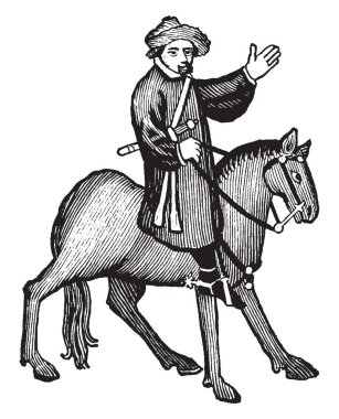 Kaldır, kaldır at üzerinde binme ve sol el, vintage çizgi çizme veya oyma illüstrasyon yükselterek bu resim gösteriyor