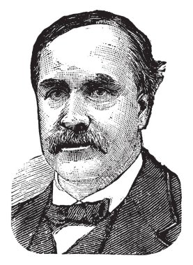 Henry Villard, 1835-1900, o bir Amerikalı gazeteci ve yatırımcı, vintage çizgi çizme veya oyma illüstrasyon yapıldı.