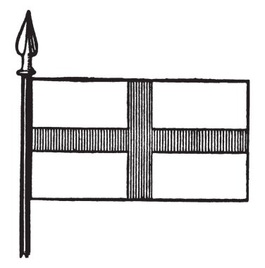 St. George, bu bayrak bayrak dört parçası tarafından dikey çizgiler, vintage çizgi çizme veya oyma illüstrasyon haline ayrılır 