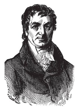 John Jacob Astor, 1763-1848, önde gelen işadamı ve Amerikan kürk şirketi, vintage çizgi çizme veya oyma illüstrasyon kurucusu biriydi