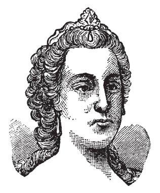 Maria Theresa, o bir Almanya ve Avusturya İmparatoriçesi ve Macaristan ve Bohemya, vintage çizgi çizme veya oyma illüstrasyon kraliçesi oldu