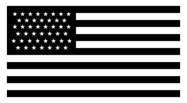 45 star Amerika Birleşik Devletleri bayrağı, 1896, bu bayrak kırmızı bayrak üst sol köşesindeki beyaz ve mavi dikdörtgen ile dönüşümlü olarak yatay çizgiler vardır, 45 beyaz dikdörtgen, vintage çizgi çizme veya oyma illüstrasyon içinde beş sivri uçlu yıldız