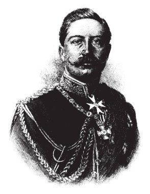 Alman İmparatoru Wilhelm II, 1859-1941, o Alman İmparatoru ve Prusya kralı, vintage çizgi çizme veya oyma illüstrasyon yapıldı.