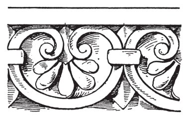 Valence benzeri kenarlık, vintage çizgi çizme veya oyma illüstrasyon Greko-italik Cresting sınır olduğunu.