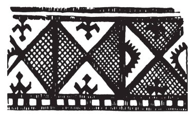 Yinelenen örtüsü modeli, klasik çizgi çizme veya oyma illüstrasyon Yeni Zelanda, kumaş deseni detay.