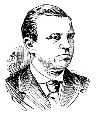 Henry W. Grady, 1850-1889, o bir gazeteci ve eski Konfederasyonu Birliği içine Birleşik Amerikan İç Savaşı, vintage çizgi çizme veya oyma illüstrasyon sonra reintegrate yardım eden hatip oldu