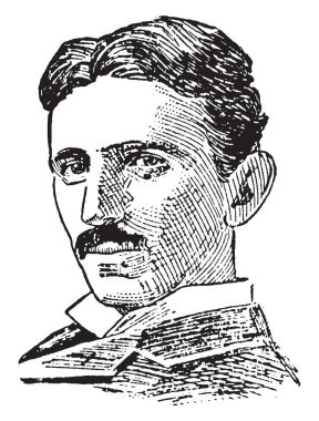 Nikola Tesla, 1856-1943, o bir mucit, elektrik mühendisi, makine mühendisi ve fizikçi, vintage çizgi çizme veya oyma illüstrasyon yapıldı.