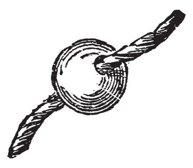 Küçük bir delikli topu, vintage çizgi çizme veya oyma illüstrasyon zeytin değil, boncuk.