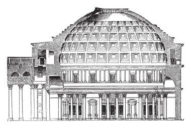 Agrippa Pantheon, vintage oyulmuş illüstrasyon Kupası. Endüstriyel ansiklopedi E.-O. Lami - 1875