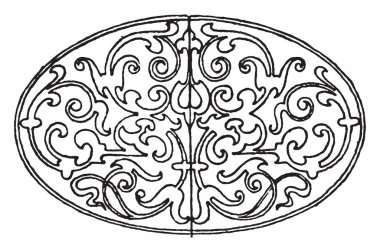 Rönesans eliptik paneli bir Alman tasarım, bu kitap, klasik çizgi çizme ya da oyma illüstrasyon kapak üzerinde bir tasarım.