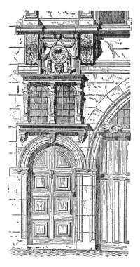Orleans adlı mevcut ev görüntü tasvir, nerede nehir güneye doğru Massif Central, vintage çizgi çizme veya oyma illüstrasyon eğrileri Loire nehrinde bulunan.