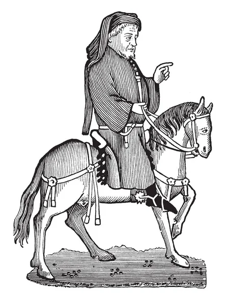 Chaucer Chaucer Canterbury Mesék Kép Azt Mutatja Chaucer Lovaglás Bal — Stock Vector