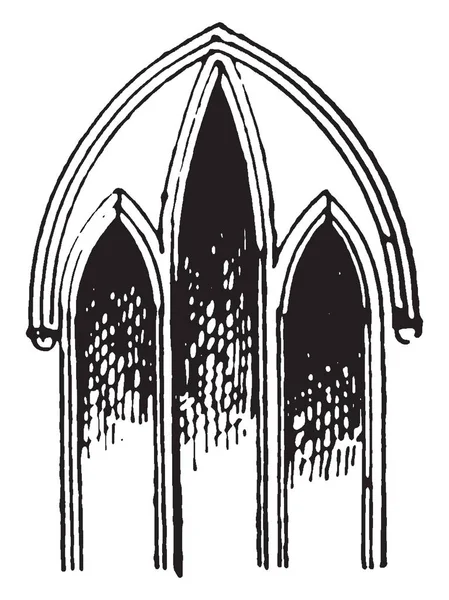 柳叶刀窗口或 Wancet 沃明顿教堂 复古线条绘画或雕刻插图 — 图库矢量图片