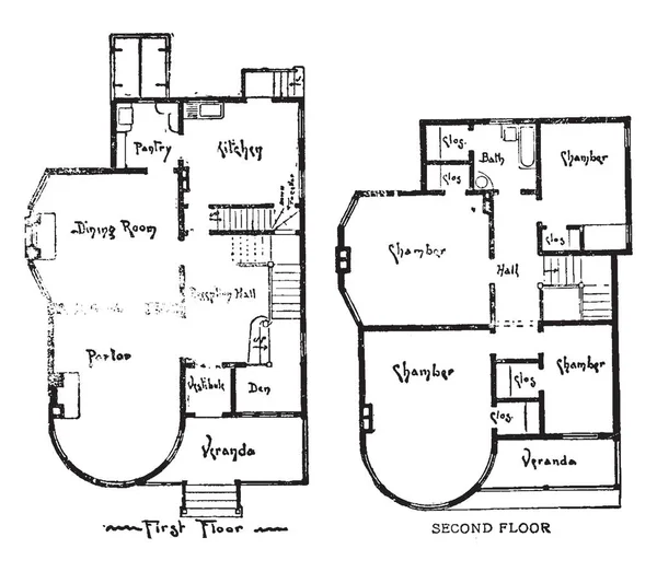 Bay Ridge Floor Plans Energy Efficient Appliances Storage Room Gas — Stock Vector