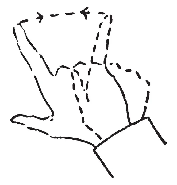 Ручной Сигнал Имеет Короткую Горизонтальную Линию Указательным Пальцем Рисунок Винтажной — стоковый вектор