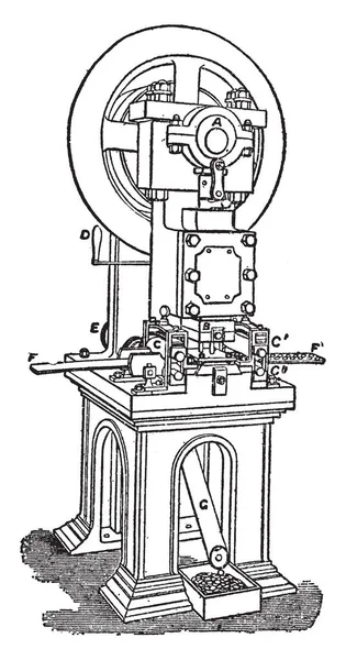 Ілюстрація Являє Собою Машину Різання Монет Машина Використовує Два Коротких — стоковий вектор