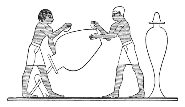 エジプトは花瓶を仕上げ ビンテージ刻まれた図 — ストックベクタ