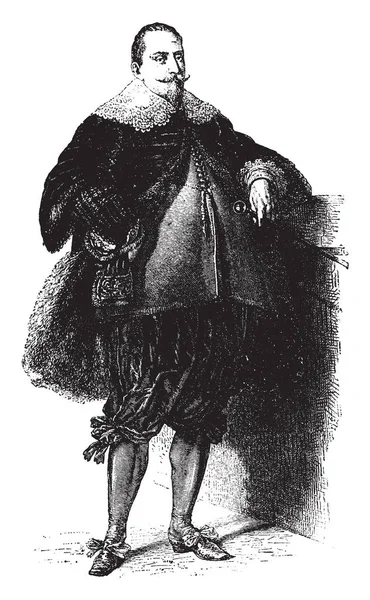 古斯塔夫斯 阿多弗斯 494 1632年 1611年至1632年 他是瑞典的创始人 也是瑞典国王 — 图库矢量图片