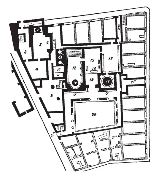 Thermen Van Pompeii Plattegrond Van Baden Town Stad Buurt Van — Stockvector