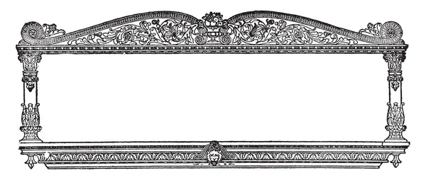 Bannière Ornée Ont Visage Lion Milieu Bas Frontière Dessin Ligne — Image vectorielle