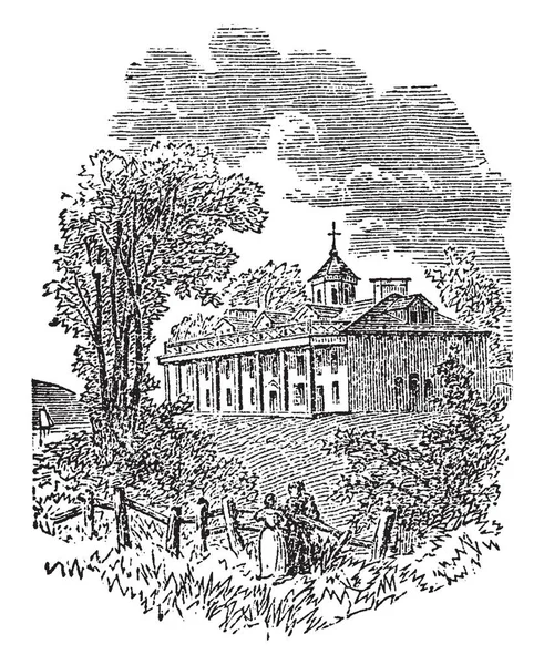 Mount Vernon Βρίσκονται Κοντά Αλεξάνδρεια Βιρτζίνια Ήταν Σπίτι Φυτεία Του — Διανυσματικό Αρχείο