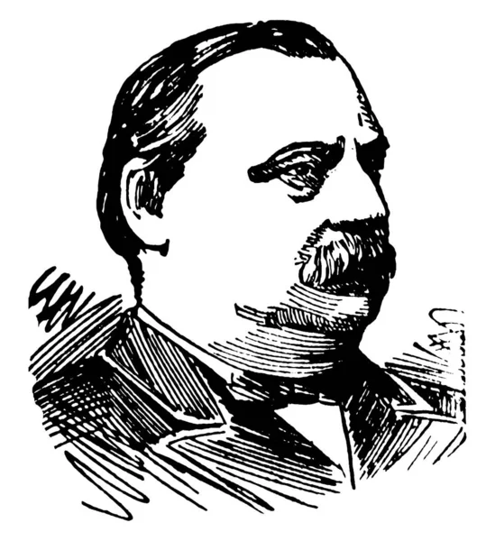 グロバー クリーブランド 1837 1908 彼はアメリカの政治家 弁護士 アメリカ合衆国 ニューヨーク ビンテージの線描画や彫刻イラストの知事の の大統領 — ストックベクタ