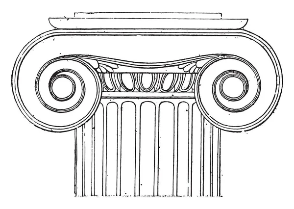 Capital Iônica Templo Vitória Sem Ala Ilustração Gravada Vintage — Vetor de Stock