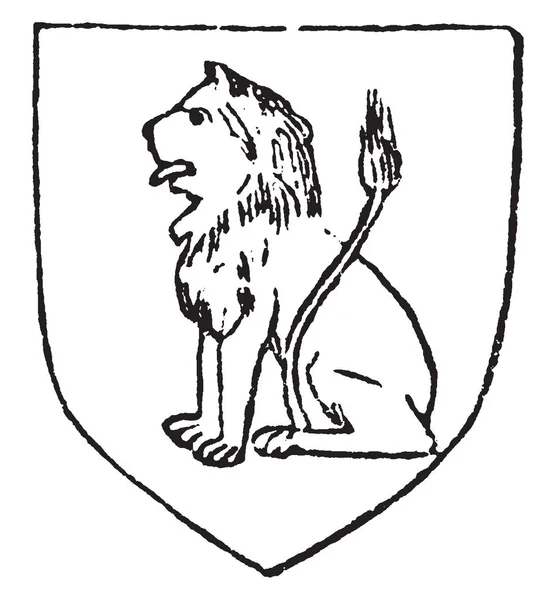 Лев Король Зверей Рисование Винтажных Линий Гравировка — стоковый вектор