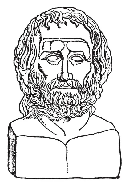 480 406 公元前 他是一个古希腊剧作家和著名的古典雅典悲剧 复古线条绘画或雕刻插图 — 图库矢量图片