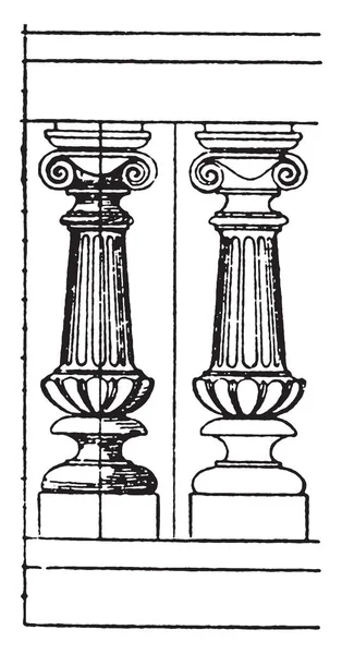 Modern Baluster Made Terracotta Balconies Attics Staircases Metal Vintage Line — Stock Vector