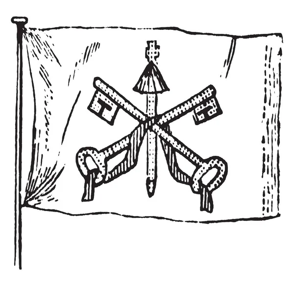 Флаг Папского Государства 1881 Имеет Два Крестовых Ключа Связанных Шнуром — стоковый вектор