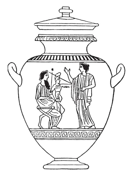 Greek Vase Idealized Depictions Human Body Largely Nude Male Figures — Stock Vector