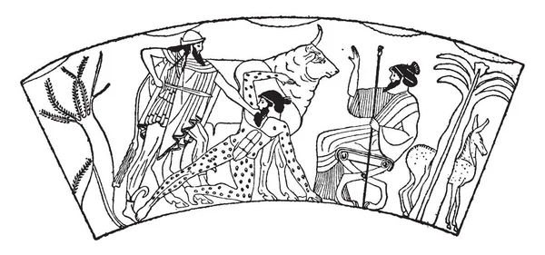 Картина Изображает Гермеса Убивающего Аргуса Аргус Многоглазый Гигант Греческой Мифологии — стоковый вектор