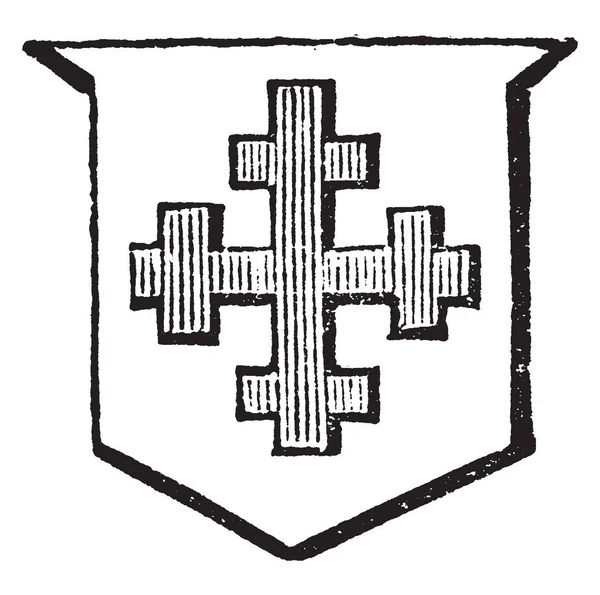 Хрест Crosslet Почесно Звичайний Vintage Штриховий Малюнок Або Ілюстрація Гравіювання — стоковий вектор