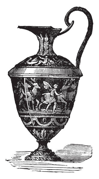Glazed ewer, vintage engraved illustration. Industrial encyclopedia E.-O. Lami - 1875