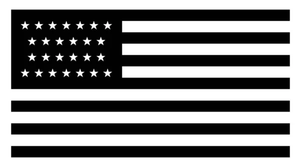 星のアメリカ合衆国の国旗 1837 このフラグは 旗の左上隅で白と青の四角形とを交互に赤の横縞 白い四角形 ビンテージの線描画や彫刻イラスト内の 先の尖った星 — ストックベクタ