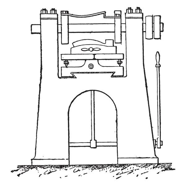 Raboteuse Illustration Gravée Vintage Encyclopédie Industrielle Lami 1875 — Image vectorielle