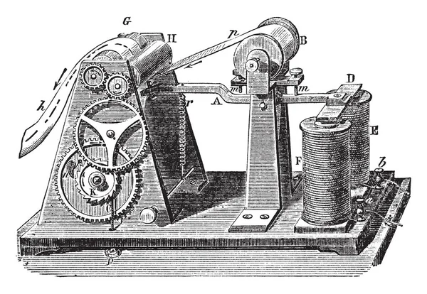 Cette Illustration Représente Télégraphe Magnétique Qui Représente Construction Agencement Cette — Image vectorielle