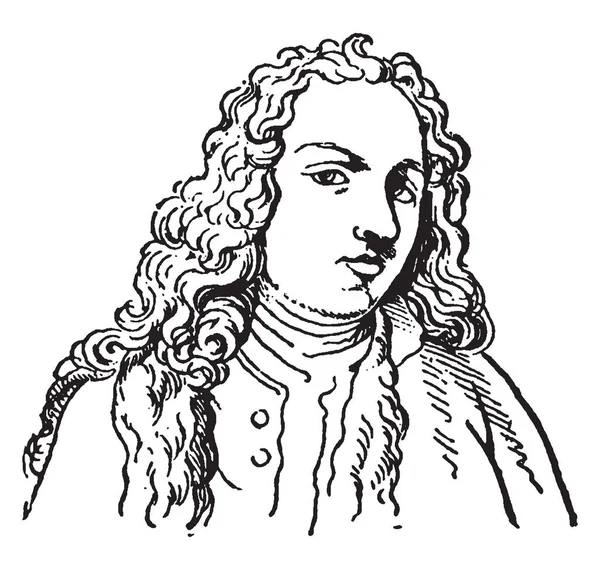 ジャン アントワーヌ ヴァトー 1684 1721 彼はフランスの画家 ビンテージの線描画や彫刻イラスト — ストックベクタ