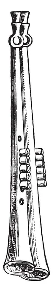 Подвійний Флейти Vintage Вигравірувані Ілюстрації Приватне Життя Сім Стародавньої Античної — стоковий вектор